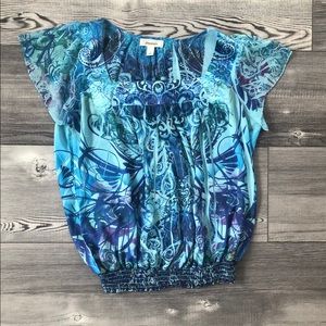 Dress Barn blue blouse with sparkle, size Large